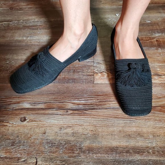 Stuart Weitzman square toe textured tassel loafers - Picture 2 of 10